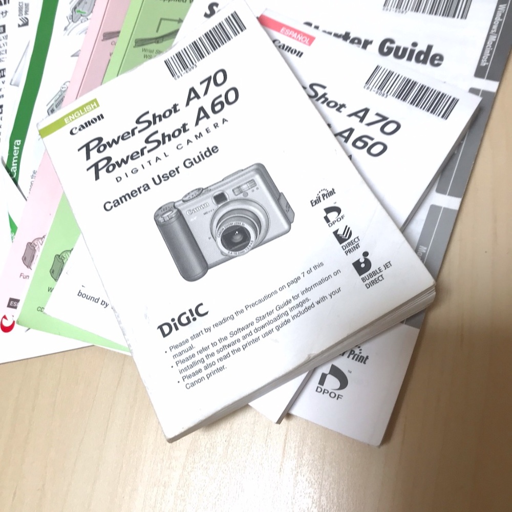 LPowershot A70 A60 instruction booklets Manuals English & Spanish